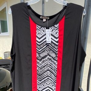 3x Tribal Print Black & Red Tank Top NWT